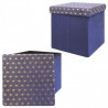 Pouf/Coffre pliable KOBE - Velours bleu marine & motifs or