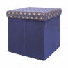 Pouf/Coffre pliable KOBE - Velours bleu marine & motifs or
