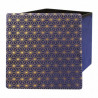 Pouf/Coffre pliable KOBE - Velours bleu marine & motifs or