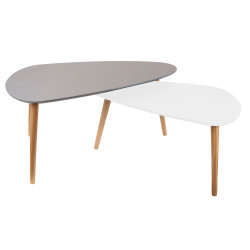 Duo de tables GALET - Gris & Blanc