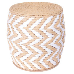 Tabouret tressé RAFFIA - Blanc & naturel