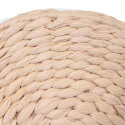 Tabouret tressé RAFFIA - Blanc & naturel