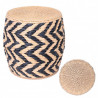 Tabouret tressé RAFFIA - Noir & naturel