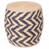Tabouret tressé RAFFIA - Noir & naturel