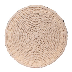 Tabouret tressé RAFFIA - Noir & naturel