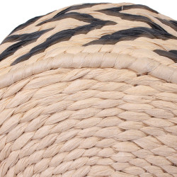 Tabouret tressé RAFFIA - Noir & naturel