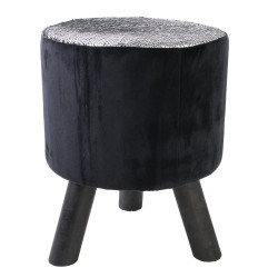 Tabouret à sequins CHIC -  Noir & argent