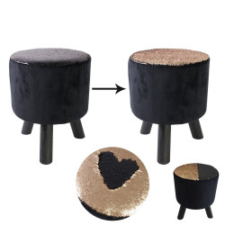 Tabouret à sequins CHIC -  Noir & or