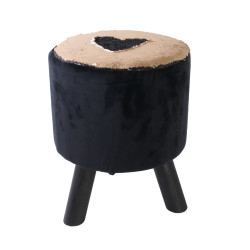 Tabouret à sequins CHIC -  Noir & or