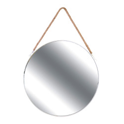 Miroir ACERO - Blanc & anse en Jonc