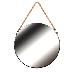 Miroir ACERO - Noir & anse en Jonc