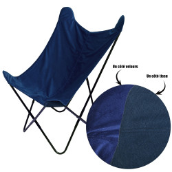 Fauteuil BUTTERFLY - Toile réversible Velours & toile Navy