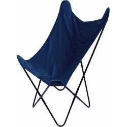 Fauteuil BUTTERFLY - Toile réversible Velours & toile Navy