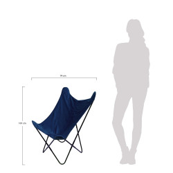 Fauteuil BUTTERFLY - Toile réversible Velours & toile Navy