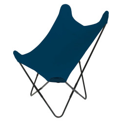 Fauteuil BUTTERFLY - Toile réversible Velours & toile Navy