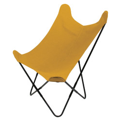 Fauteuil BUTTERFLY - Toile réversible Velours & toile Jaune