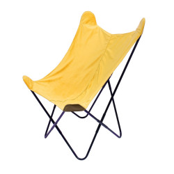 Fauteuil BUTTERFLY - Toile réversible Velours & toile Jaune