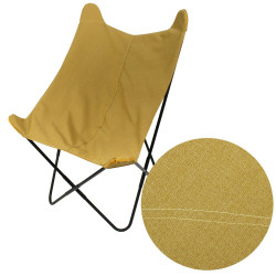Fauteuil BUTTERFLY - Toile réversible Velours & toile Jaune