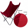 Fauteuil BUTTERFLY - Toile réversible Velours & toile Cassis
