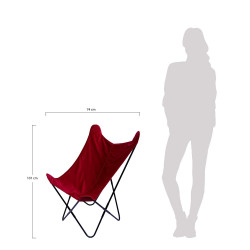 Fauteuil BUTTERFLY - Toile réversible Velours & toile Cassis