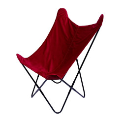Fauteuil BUTTERFLY - Toile réversible Velours & toile Cassis