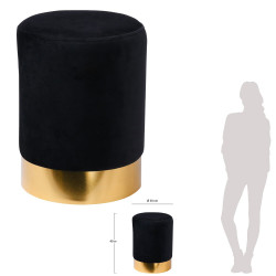 Tabouret YOANA - Velours Noir
