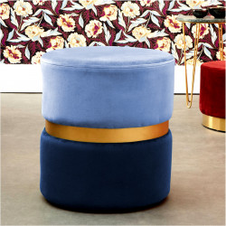 Tabouret YANY - Velours nuances de Bleu