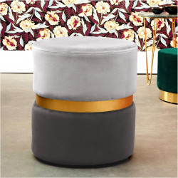 Tabouret YANY - Velours nuances de Gris