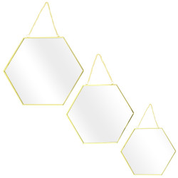 Trio de miroirs  HEXAGONE - Gold