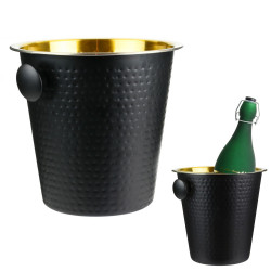 Seau à bouteilles MARTY - Acier noir mat martelé & doré