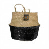 Panier SEQUINO - Jonc de mer & sequins argent et noir