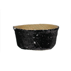Panier SEQUINO - Jonc de mer & sequins argent et noir