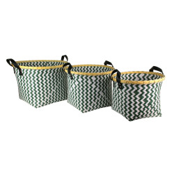 Trio de paniers tressés OBBO - Green & White