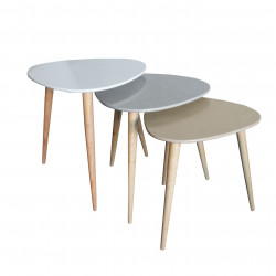 Trio de tables GALET - Bleu Pastel, Gris & Blanc