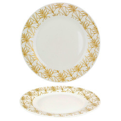 Set de 6 Assiettes porcelaine White & Gold ART DECO - 20 cm - 3 motifs au choix