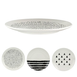 Set de 6 Assiettes porcelaine Black & White  - 20,5 cm - 3 motifs au choix