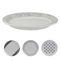 Set de 6 Assiettes porcelaine Black & White  - 27 cm - 3 motifs au choix