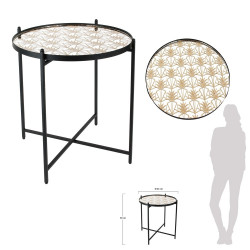 Table basse MIRA - Noir, miroir & or