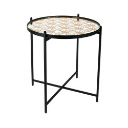 Table basse MIRA - Noir, miroir & or