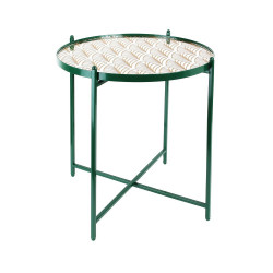 Table basse MIRA - Vert émeraude, miroir & or