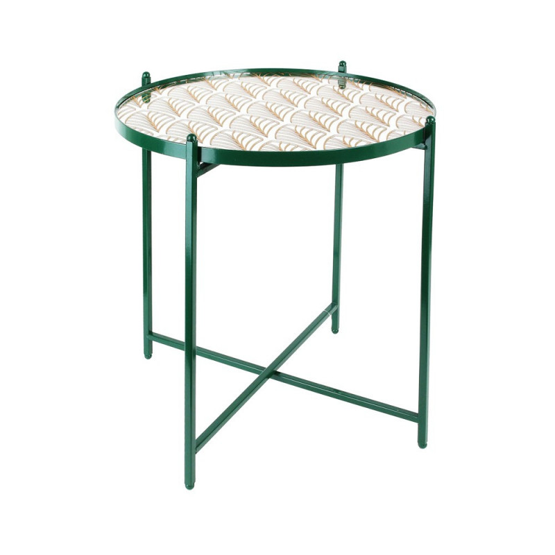 Table basse MIRA - Vert émeraude, miroir & or