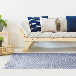 Tapis KILIM 140x200 - Losanges bleu Navy & nature