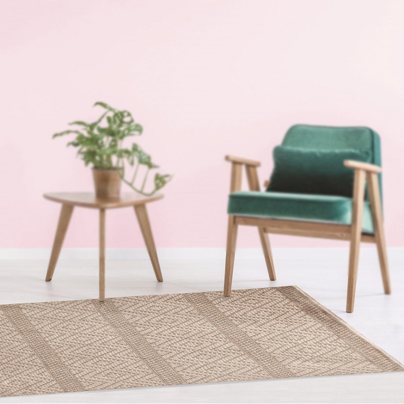 Tapis OURAYANE 140x200 - Beige à motifs Graphiques