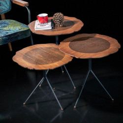 Trio de tables BEYROUTH - Noyer / Cuivre rosé