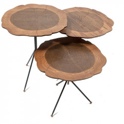 Trio de tables BEYROUTH - Noyer / Cuivre rosé