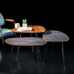 Trio de tables MINSK-  Nuances métallisées, Black & Laiton doré