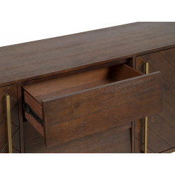Table à manger MONROVIA - Acacia & Laiton vintage