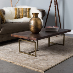Table basse MONROVIA - Acacia & Laiton vintage