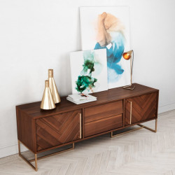 Buffet bas / Meuble TV MONROVIA - Acacia & Laiton vintage