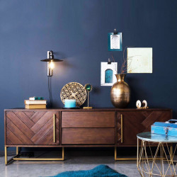 Buffet bas / Meuble TV MONROVIA - Acacia & Laiton vintage